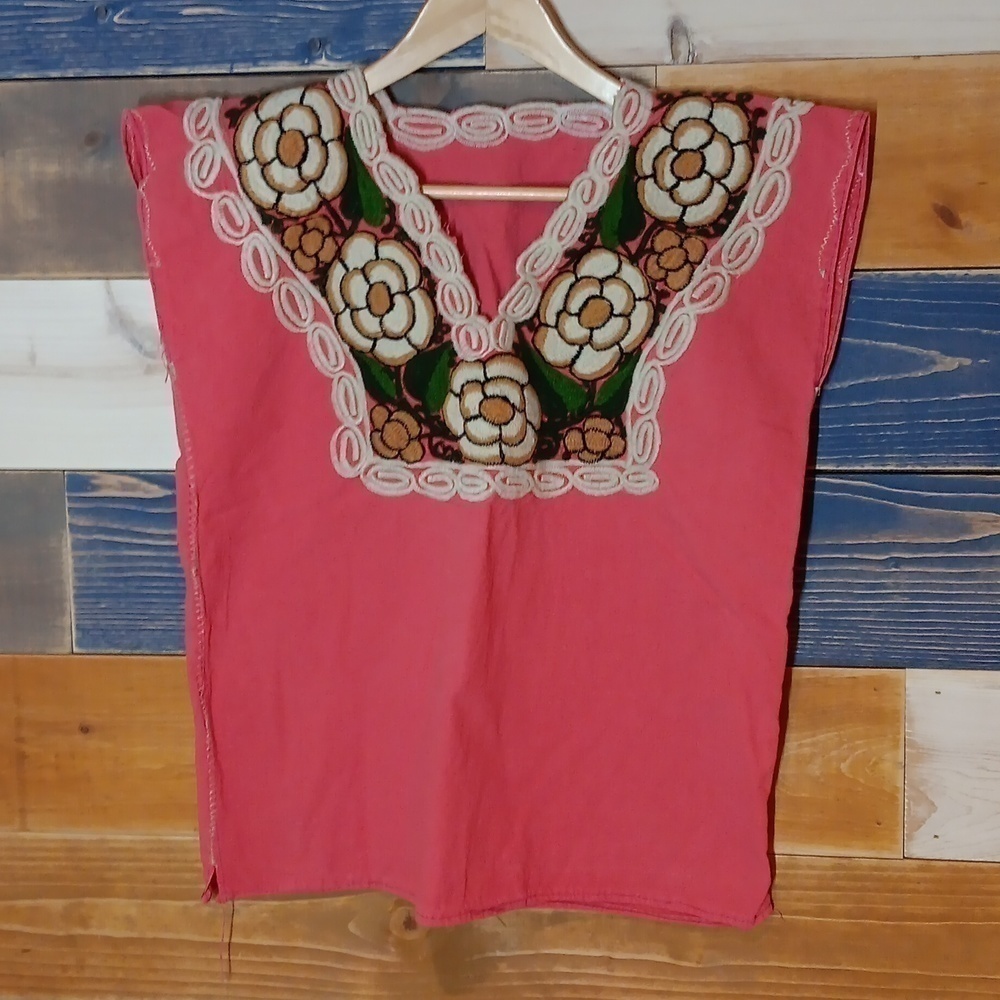 Vintage Embroidered Top Coral